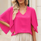 V-Neck Cloak Sleeve Blouse