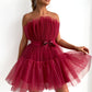 Tulle Ruffle Hem Bow Detail Mini Dress