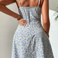 Ditsy Floral Pleated Detail Spaghetti Strap Dress