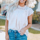 Swiss Dot Ruffled Frill Neck Blouse