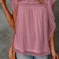 Swiss Dot Ruffled Frill Neck Blouse