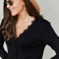 Zenana Lace Trim Long Sleeve Cardigan