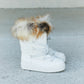 WILD DIVA Lace-Up Faux Fur Platform Snow Boots in White