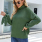 Tie-Cuff Raglan Sleeve Turtleneck Sweater