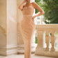 Contrast Sequin Strapless Backless Dress