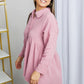 Zenana Bright and Airy Raw Edge Peplum Shirt with Pockets in Light Rose