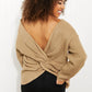 CY Fashion Just a Little Twist Full Size Open Back Sweater