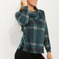 CY Fashion Full Size Plaid Side Slit Button Detail Top