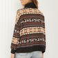 CY Fashion Reindeer Retreat Full Size Fair Isle Christmas Sweater