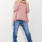 Zenana Love and Cuddles Full Size Cowl Neck Poncho Sweater in Light Rose