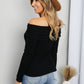 Culture Code Button Detail Off-Shoulder Knit Top