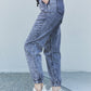 YMI Jeanswear Full Size Acid Wash Elastic Waist Jogger Jeans