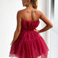 Tulle Ruffle Hem Bow Detail Mini Dress