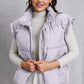 Zip Up Turtleneck Pocketed Vest Coat