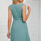 Buttoned V-Neck Sleeveless Mini Dress with Pockets