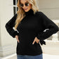 Tie-Cuff Raglan Sleeve Turtleneck Sweater