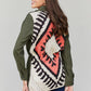 Davi & Dani Full Size Geometric Drawstring Waist Shacket with Pockets