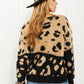 CY Fashion Full Size Leopard V-Neck Fuzzy Sweater