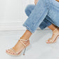 Cape Robbin Rhinestone Strap Open-Toe Heels in Nude