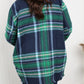 Davi & Dani Full Size Plaid Fringe Trim Pocket Coat