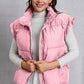 Zip Up Turtleneck Pocketed Vest Coat
