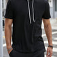 Contrast Drawstring Short Sleeve Hoodie