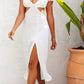 Cutout Deep V Split Midi Dress