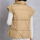 Zip Up Turtleneck Pocketed Vest Coat