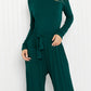 White Birch Lost in Your Eyes Full Size Wide-Leg Jumpsuit in Hunter Green