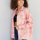 Davi & Dani Peace Sign Full Size Tie-Dye Embroidered Patch Shacket