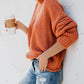Dropped Shoulder Rolled Hem Sweater