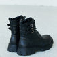 Weeboo Faux Leather Buckled Combat Boots