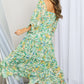 Davi & Dani Floral Frill Trim Square Neck Midi Dress