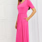 Celeste Sweetheart Full Size Short Sleeve Maxi Dress in Hot Pink