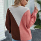 Color Block Rib-Knit Round Neck Knit Pullover