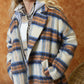 Davi & Dani Full Size Plaid Open Front Jacket with Pockets