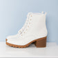 DDK Love and Lattes Quilted Lace-Up Heeled Booties