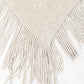 Color Block Fringe Hem V-Neck Poncho