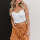 Zenana Linen Love Full Size Cuffed Shorts in Butter