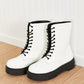 Weeboo Big Steps Platform Combat Boots in White