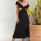 Cutout Deep V Split Midi Dress