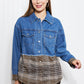CY Fashion Porch Views Full Size Plaid Spliced Denim Jacket
