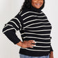 CY Fashion No Worries Full Size Striped Turtleneck Sweater