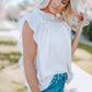 Swiss Dot Ruffled Frill Neck Blouse