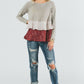 Davi & Dani Full Size Ditsy Floral Layered Peplum Top