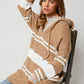 Davi & Dani Striped Drawstring Hooded Tunic Sweater