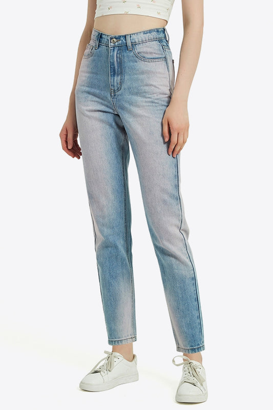 Acid Wash High Waist Boyfriend Jeans