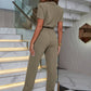 Zip Up Tie Front Jogger Jumpsuit