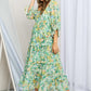 Davi & Dani Floral Frill Trim Square Neck Midi Dress
