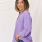 Zenana Texture Button Up Raw Hem Long Sleeve Shirt